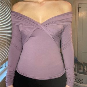 Lavender off the shoulder long sleeve top